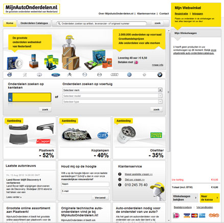 Webdesign auto-onderdelen webwinkel Reclamebureau Connexx